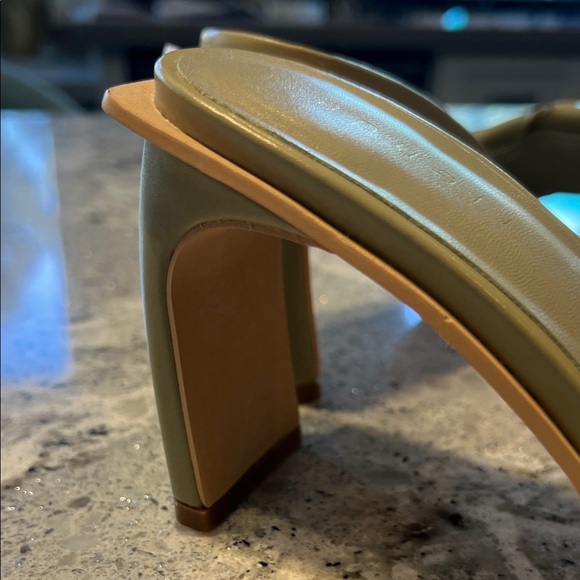 NWOB Rienda Sage Green Woven and Wood Heeled Sandals - Picture 8 of 9